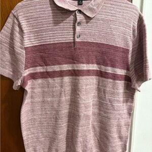 Banana Republic Striped Knit Polo Shirt Red Size Medium Men's